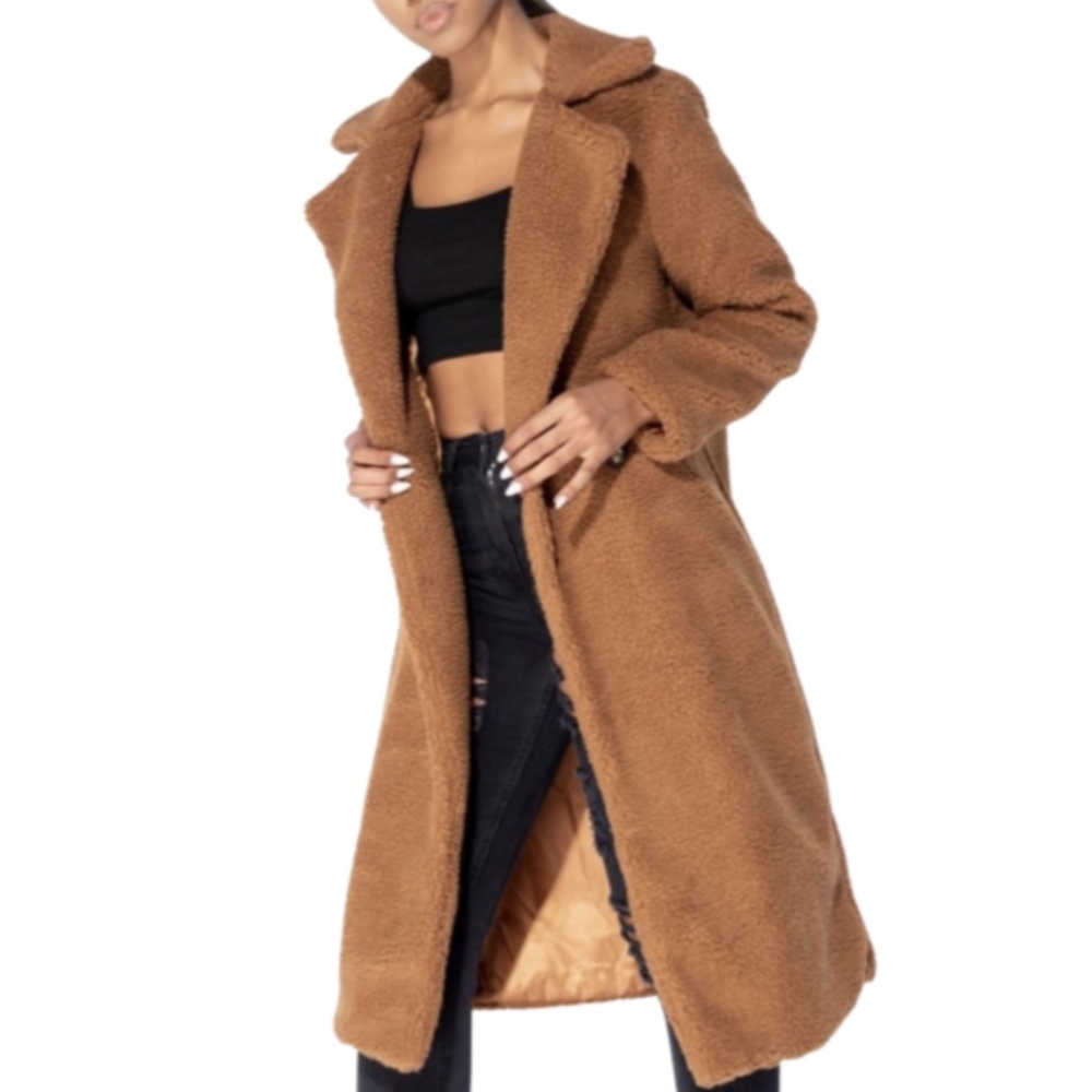 Longline Borg Teddy Coat Rust Size US 10.Last one.